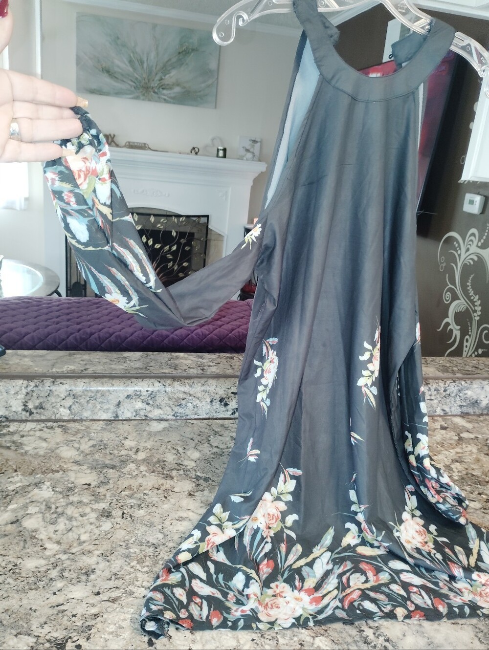 Nwt 8 Women's Black Floral Maxi Skirt - Elegant Flowing Design - Picture 2 of 7